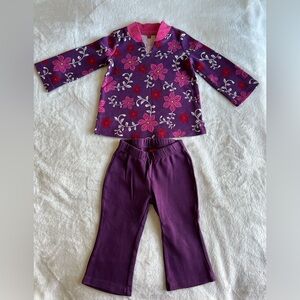 Tea Collection 2-piece Baby Girl top & pants outfit. 18M